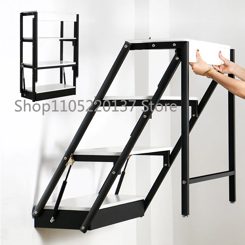 Floating Study Gas Spring Swing Mounted Convertible Wall Shelf Iron Frame With Legs Desk Kitchen Dining Folding Table
