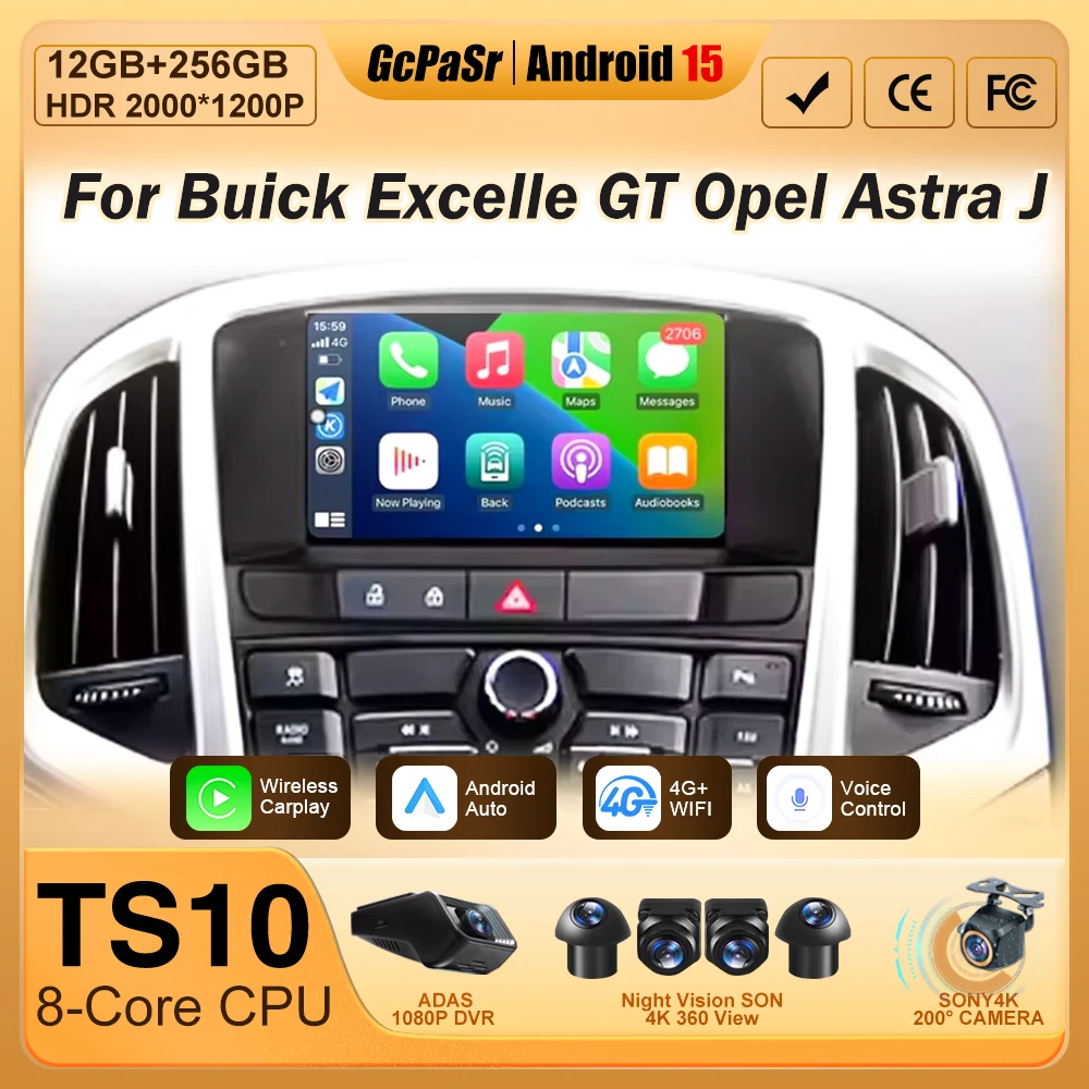 

7inch Car Radio For Buick Excelle GT XT Opel Astra J 2010-2013 CD300 CD400 Carplay Android Auto Multimedia WIFI Player NO 2din