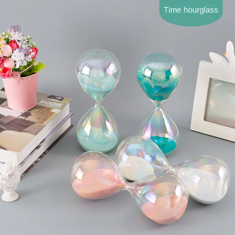 New Rainbow Glass Instant Hourglass Kids 30 Minutes Time Timer  Sand Clock Baby Room Desktop Decor Sandglass Wedding Accessories