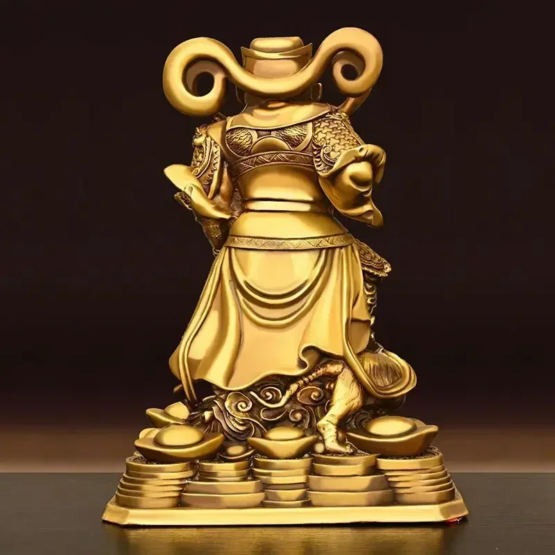 Feng Shui Copper Statue of Zhao Gongming Ornament Home Living Room Decor