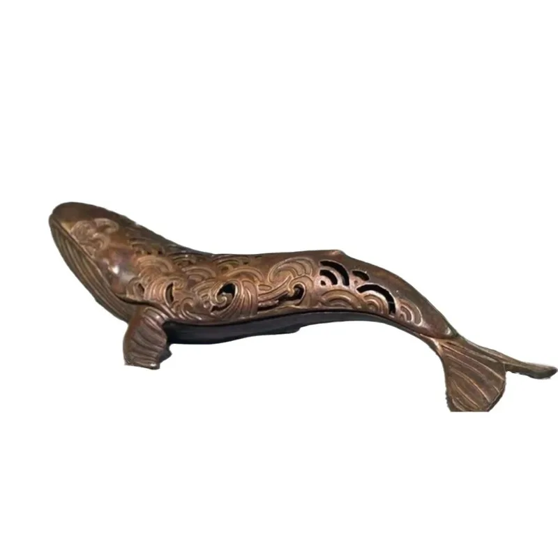 Brass Whale Aromatherapy Stove Home Whale Decoration Living Room Decoration Metal Figurine  Accessoires Miniatures A01