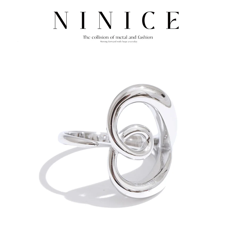 Ninice Edelstahl verstellbarer offener Herzring Gold Platin PVD plattiert Hochwertiger Fingerschmuck für den Alltag im Großhandel