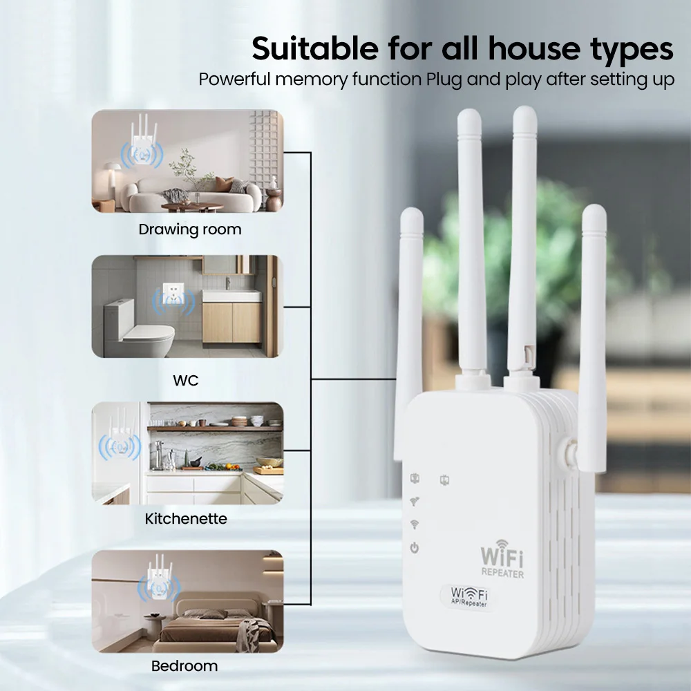 300Mbps WiFi Repeater WiFi Extender Amplifier WiFi Booster 2.4G 5G Wi Fi Signal 802.11N Long Range Wireless Wi-Fi Repeater