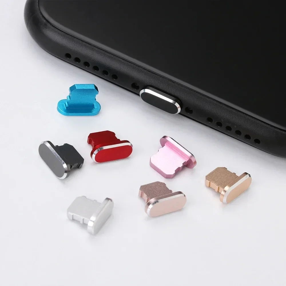 1pc Colorful Metal Anti Dust Charger Dock Plug Stopper Cap Cover Charging Port  for iPhone 14 13 12  11/Xs/R/8/7 SE Metal Plug image 5