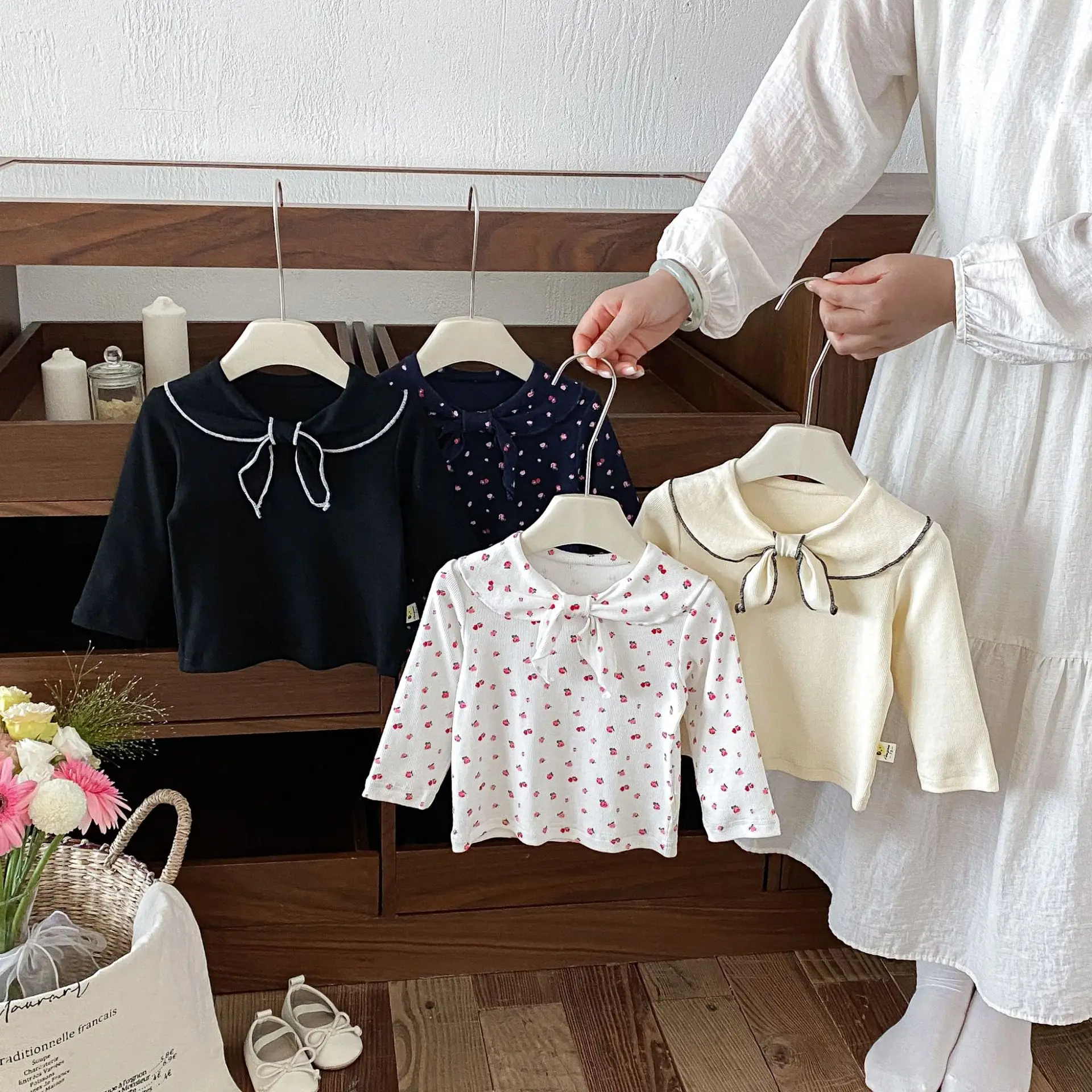 2026 Autumn New Baby Girl Long Sleeve T Shirts Girls Cute Lapel Floral Tops Cotton Infant Sweet Bottoming Shirts Toddler Clothes