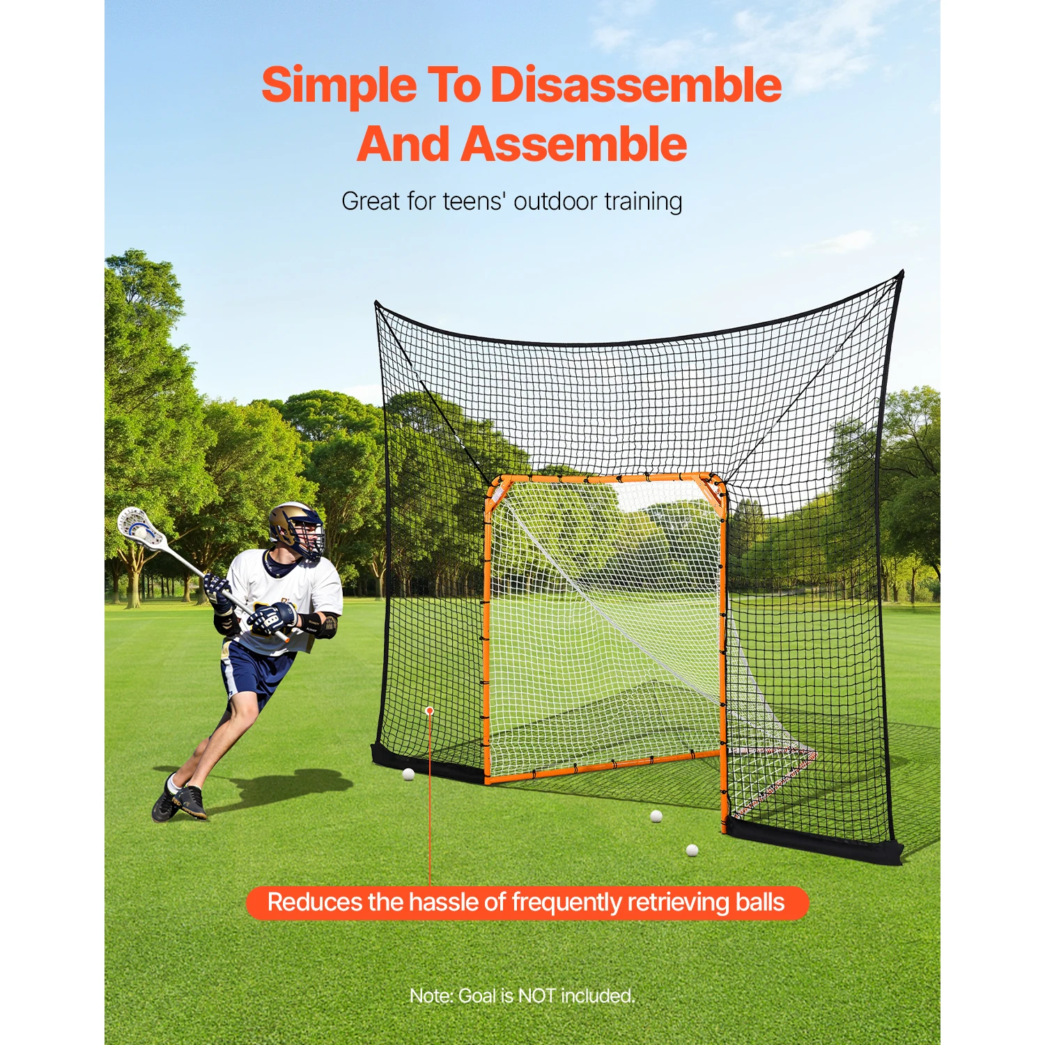 SucceBuy Hockey and Lacrosse Goal Backstop 12x9 ft Lacrosse Net with Extended Coverage Backyard Lacrosse Equipment (NET ONLY)