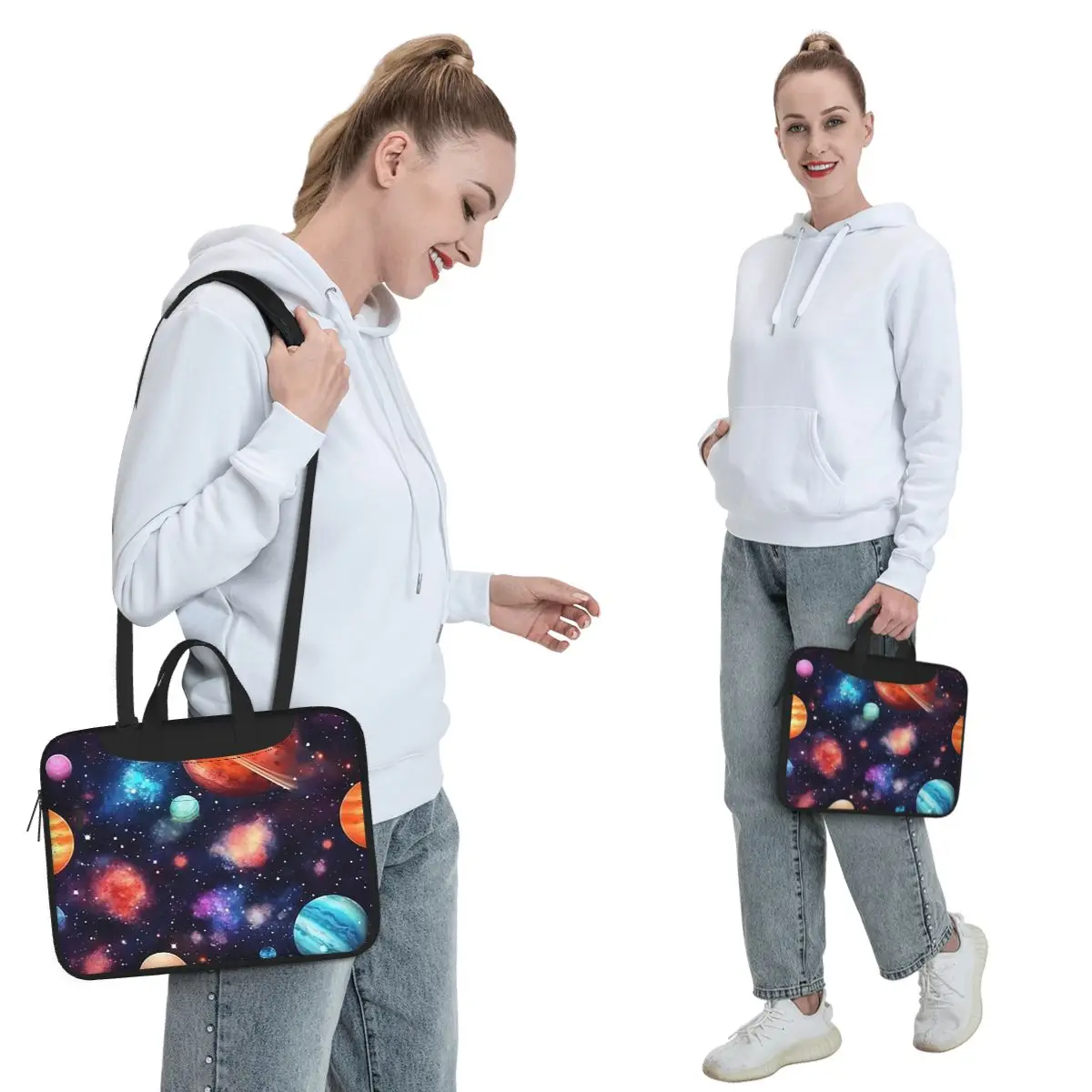 Solar System Space Planets Universe Crossbody Laptop Bag Case Resistant Protective Notebook Pouch for Macbook Pro Lenovo