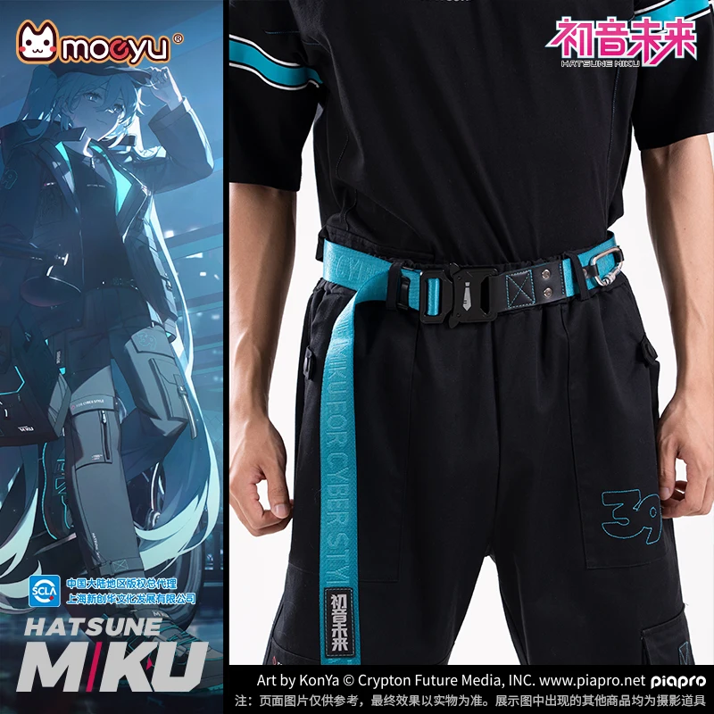 Cintos Miku ajustáveis para mulheres e homens, cintura, adereços cosplay, Moeyu Vocaloid, Hatsune Miku, 3.9x120cm, oficial