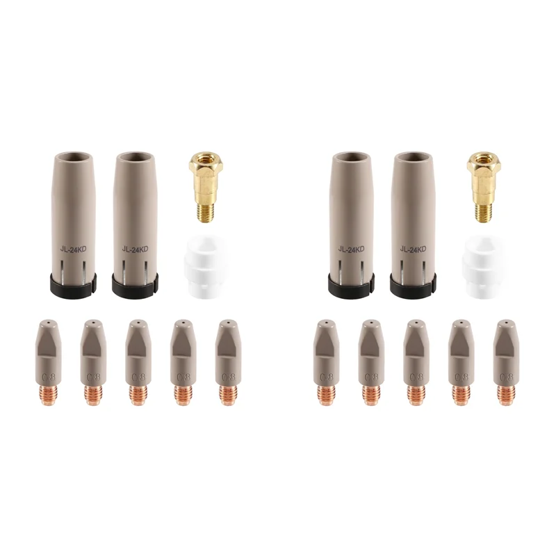 

GTBL 18Pcs 24KD Coating Protection Nozzle 0.8Mm MIG Torch Gas Nozzle Tip Holder Of 24KD MIGMAG Welding Torch