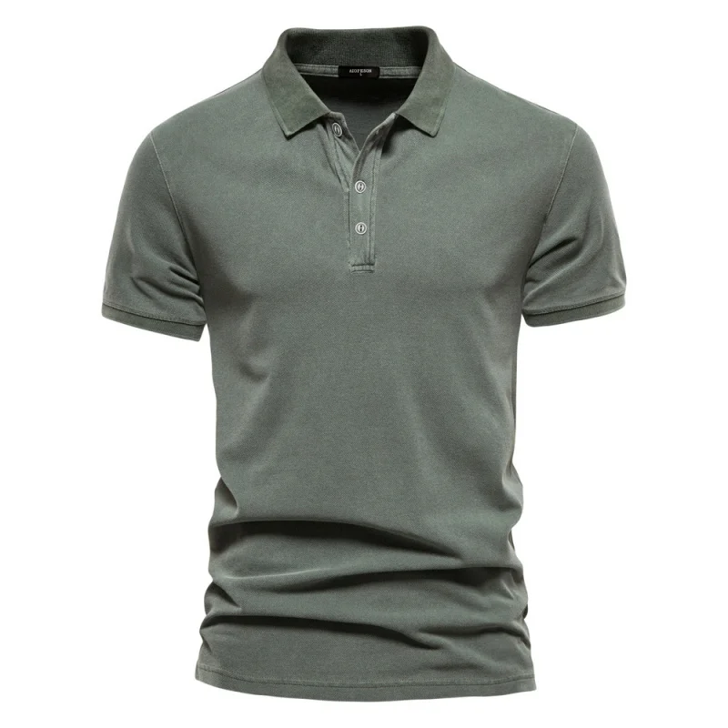 Summer Lapel Sports Men's CottonPOLOFashion Casual Men's Solid Color Short Sleeve ShirtTT-shirt