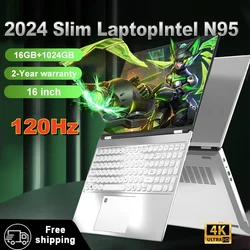 2024 N95 nowy Laptop Pc 16 ''1024GB SSD Windows 11 Pro komputer przenośny do gier biurowych 2.5K 120Hz wyświetlacz HD 5G WiFi USB 3.0