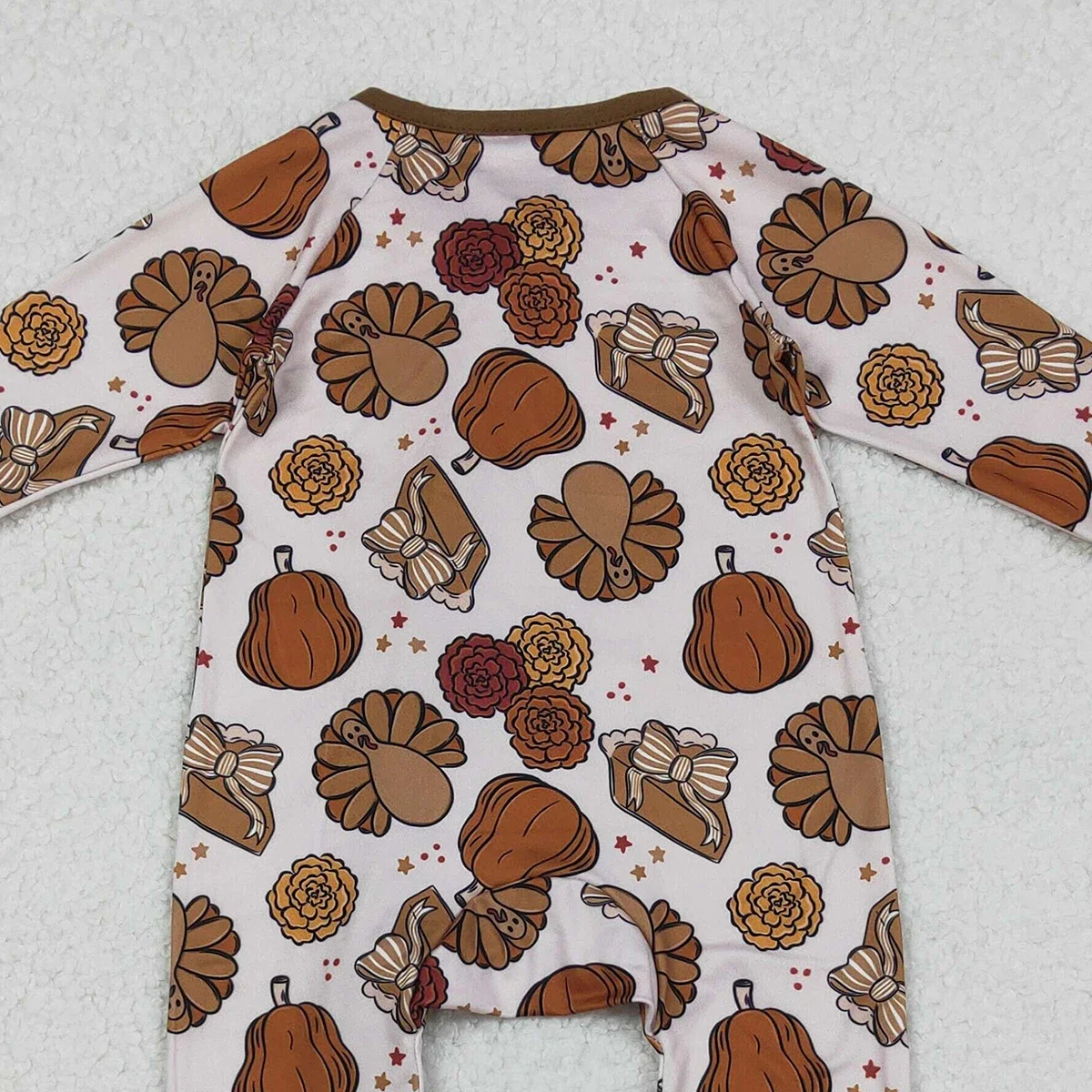 الجملة الأطفال طفل رضيع طويلة الأكمام طفل الوليد ارتداءها فطيرة تركيا القرع سستة فوتي السروال القصير الشكر بذلة