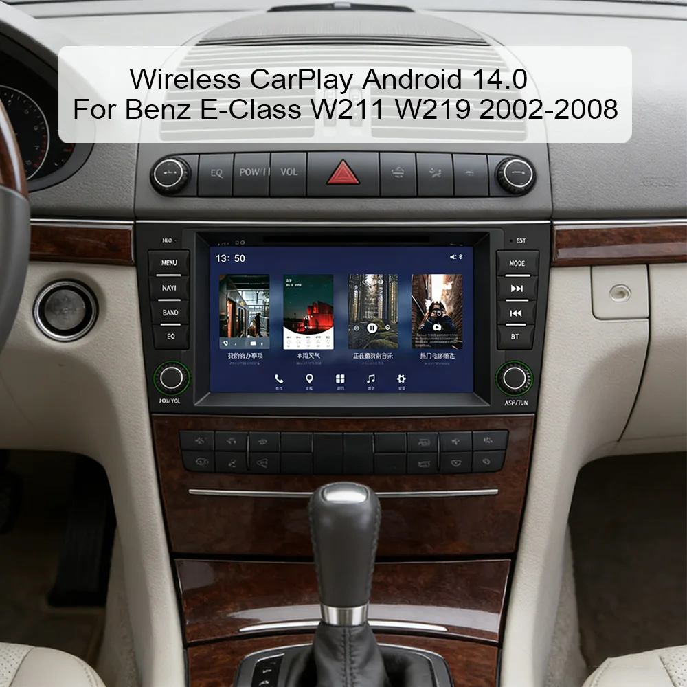 IPS car radio For Benz E-Class W211 W219 2002-2008 support wireless CarPlay Android Auto WiFi and Bluetooth multimedia player