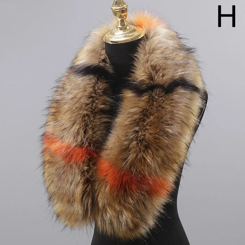 50cm Faux Fur Collar Winter Large Fake Fur Coat Scarves Luxury Women Neck Collar Warm Fluffy Shawl Female Cloth Accessories