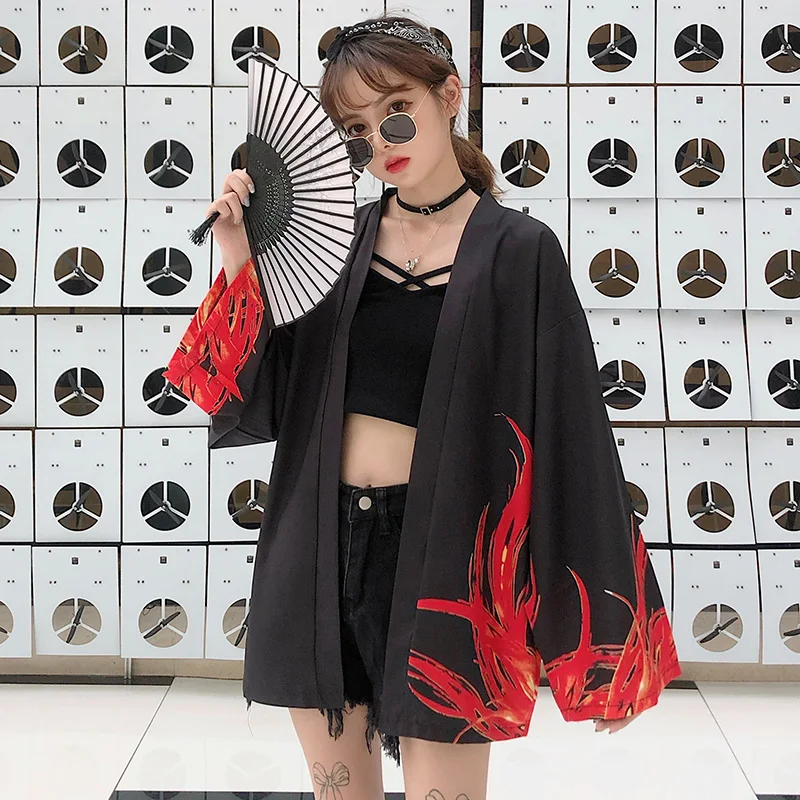 Chinese Style Retro New Chinese Style Phoenix Print Kimono Cardigan Summer Yukata Nightgown Beach Vacation Cover-Up Sun Protection Clothing