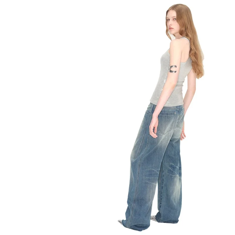 Herbst Winter New American Jeans Lightning Bend Knife Unisex Jeans Herren und Damen Dreidimensionaler Schnitt Kontur Bananenhose