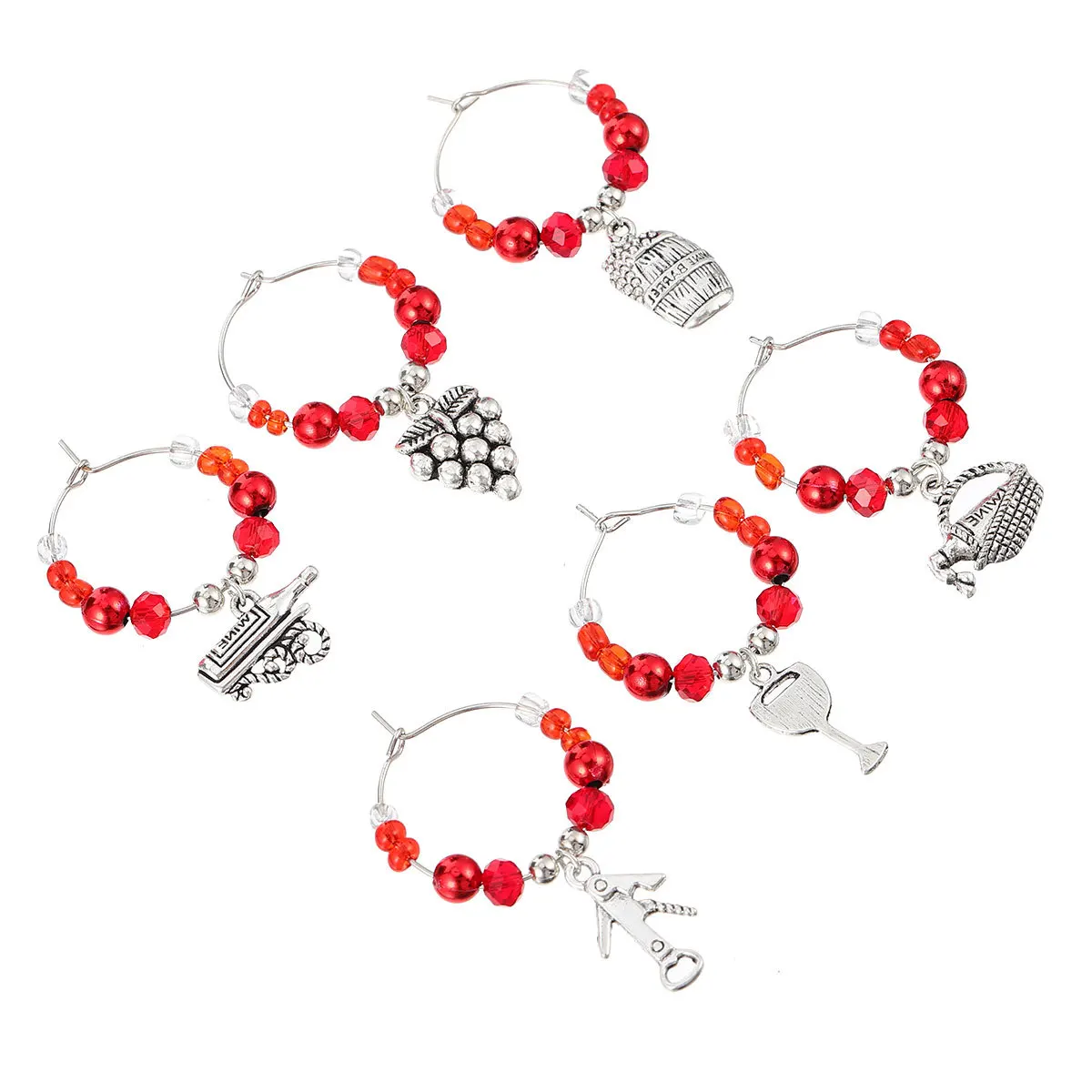 

6Pcs Christmas Drink Tags Fine Craftsmanship Glass Identifiers Celebration Supplies Glass Charms Christmas Charms