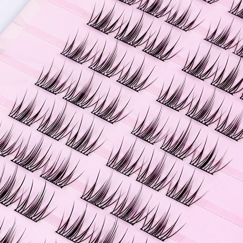 60個のグルーフリー自己接着式高ボリュームナチュラルセクショナルクラスターつけまつげ、絶妙なシングルクラスター