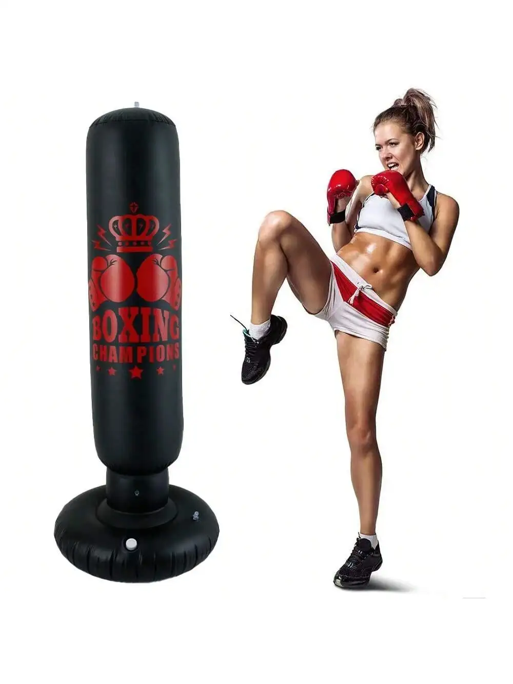 Sac de boxe gonflable Muay Thai, sac de boxe gonflable, soulagement de la pression, exercice, support de frappe, équipement de Fitness