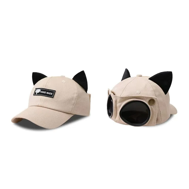 Unisex Sommer-Baseballkappen mit Brille, Pilotenmütze, Persönliche Hip-Hop Schirmmütze für Damen und Herren, Outdoor-Sport Sonnenschutz-Caps