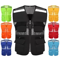 Summer Thin Mesh Vest Outdoor Sports for Jackets Bigsize Sleeveless Vest Multi Pockets Casual Work Wear Camping Fishing Vests