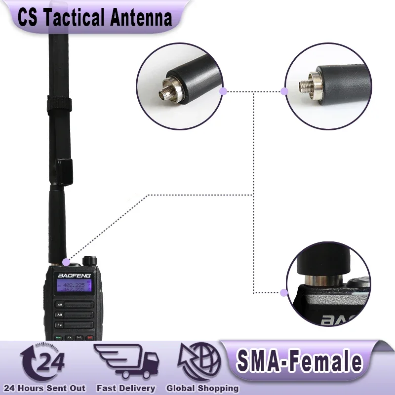 Baofeng Walkie Talkie CS 124CM Tactical Antenna UV-K5 Foldable Aerial SMA-F VHF UHF UV-5R UV-82 UV-S9 Plus UV-9R PLUS UV16 - view 2