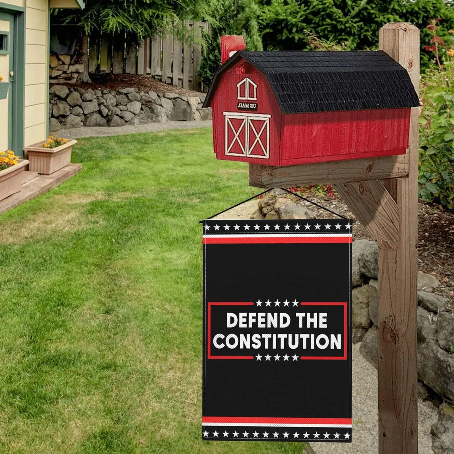 الدفاع عن الدستور العلم القتال أعلام حديقة القالة 12x18 علامات ساحة الخيش مزدوجة الجوانب LLE #6