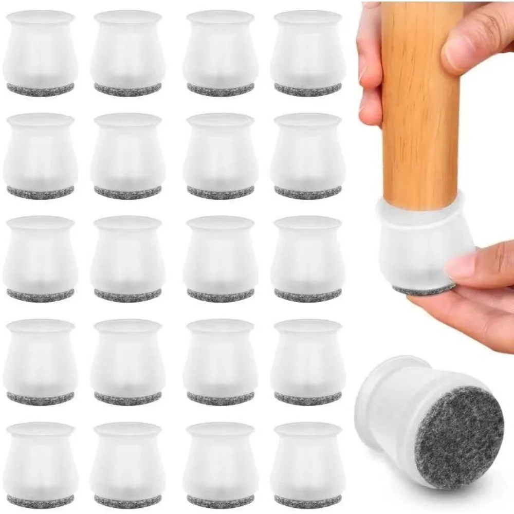 20 protections de sol en silicone pour pieds de chaise, adaptées aux tailles carrées/rondes - Patins antidérapants en silicone pour meubles, coussinets anti-rayures pour sols en bois dur, adaptés aux pieds de chaises et de tables, installation facile et retrait sans résidus.