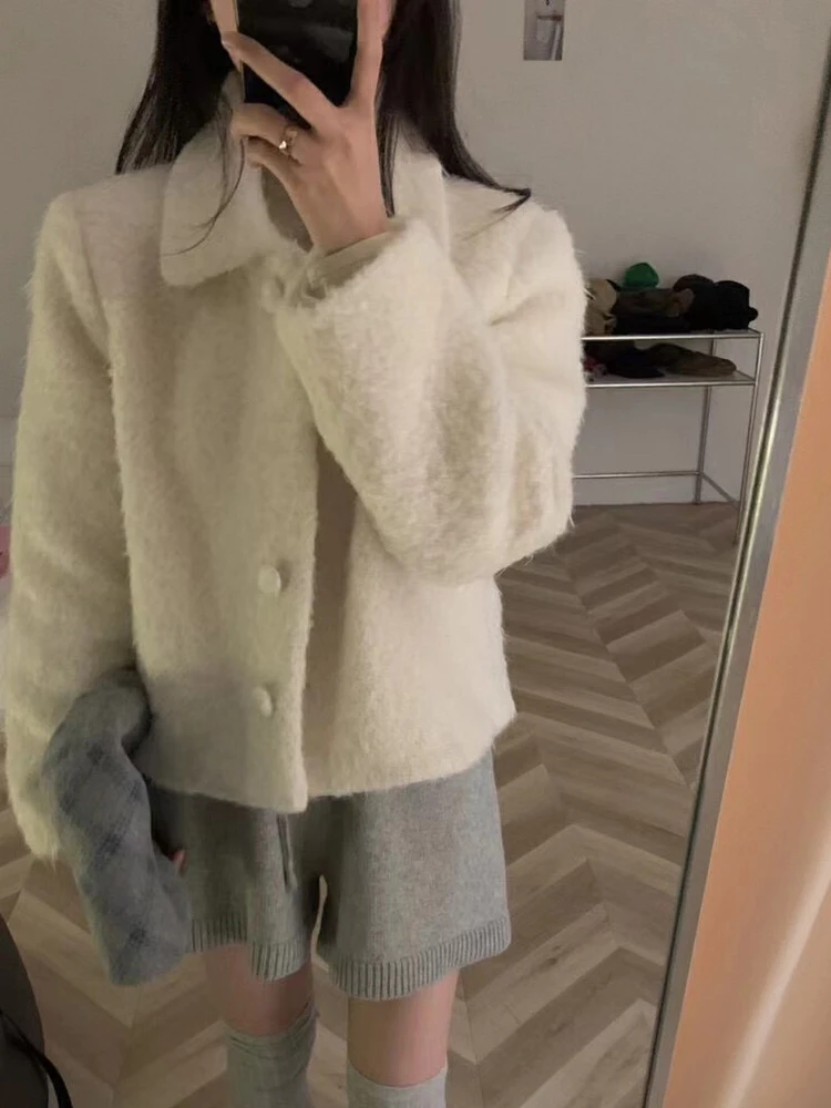 الكورية Sle الحلو لطيف رقيق ort ملابس خارجية المرأة 2025 بدوره إلى أسفل طوق زر واحد صغير Fraance Sle سترة مفتوحة