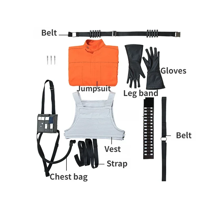 Vermomming Oranje Pilot Squadrons Cosplay Kostuum Man Jumpsuit Vest Accessoires Volledige set en individuele artikelen worden aangepast formaat verkocht