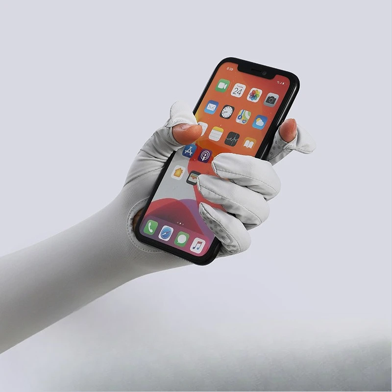 Guanti estesi con protezione solare in filato grezzo di seta ghiacciata estiva, maniche fresche, raggi anti-UV per esterni e guida antiscivolo