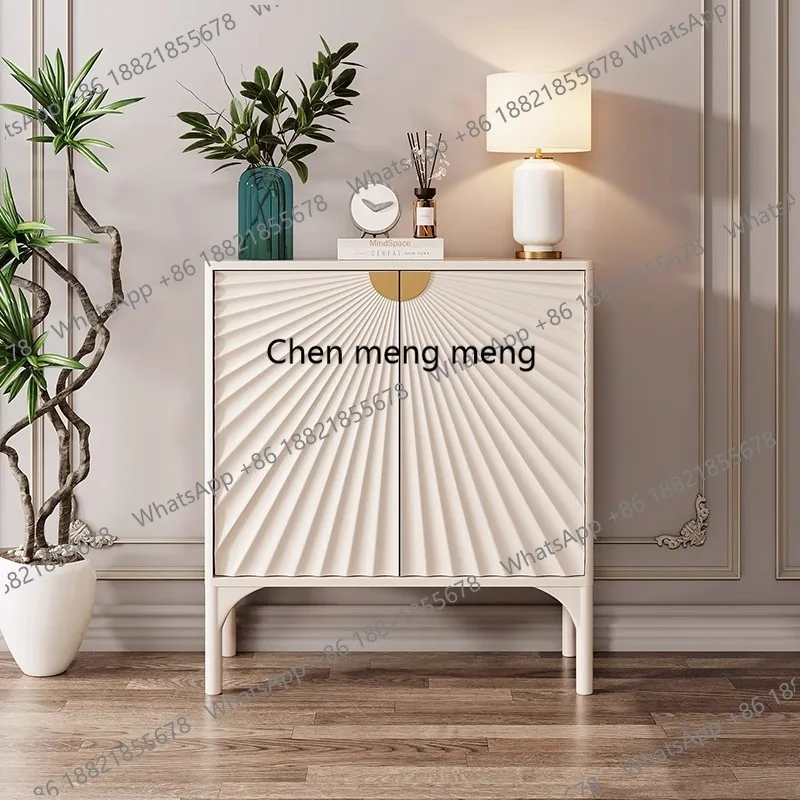 

French cream style entrance entrance foyer shoe cabinet solid wood carving decoration modern simple locker