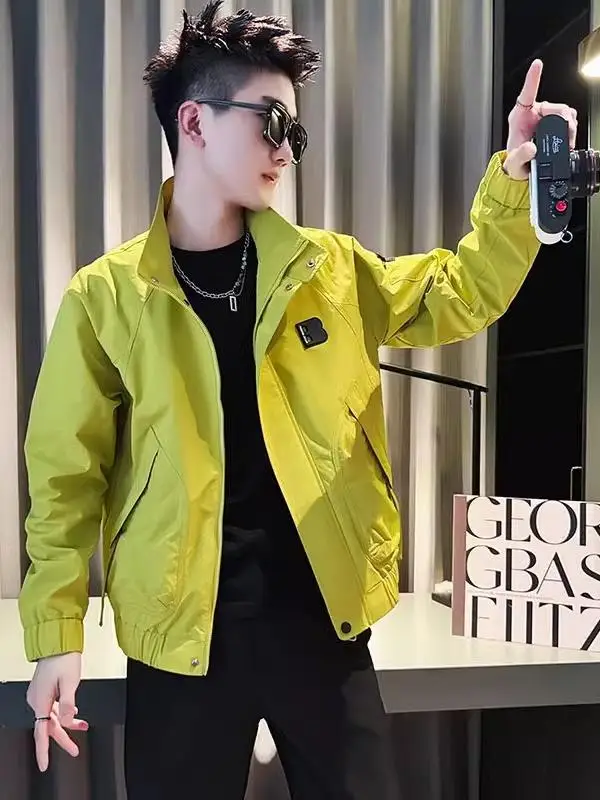 

Casual High-End Stand Collar Men's Jaet Outerwear 2025 Spring Autumn New Sle Trendy Flight Suit Workwear Top Trendy