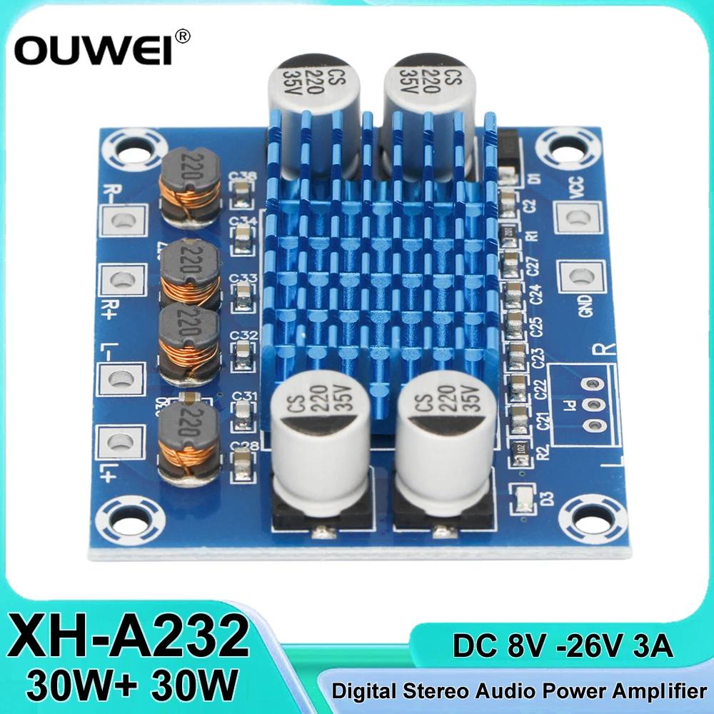 XH-A232 TPA3110 30W+30W 2.0 Channel Digital Stereo Audio Power Amplifier Board Module DC 8-26V 3A C6-001 for Arduino TV Speaker