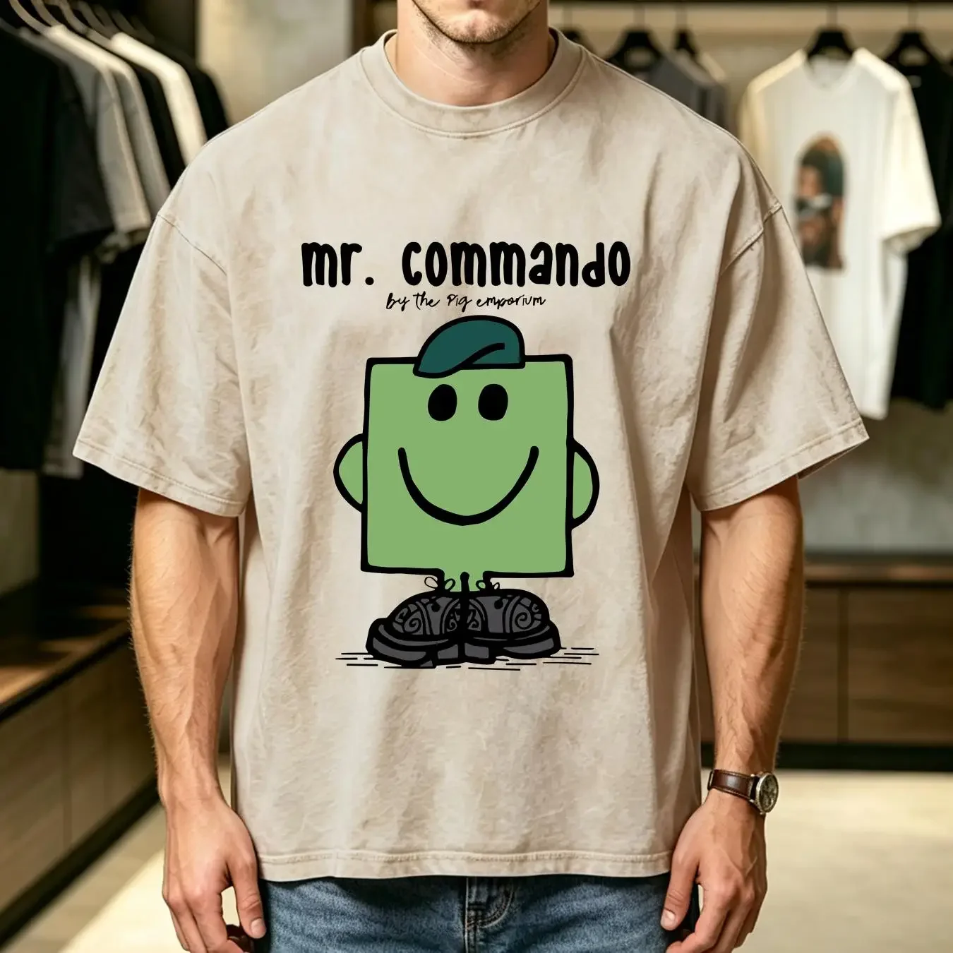 washed T Shirt Navy Armed Forces Commando Royal Marine MISTERCommando Art by Pig vintage Washed Slightly Versatile