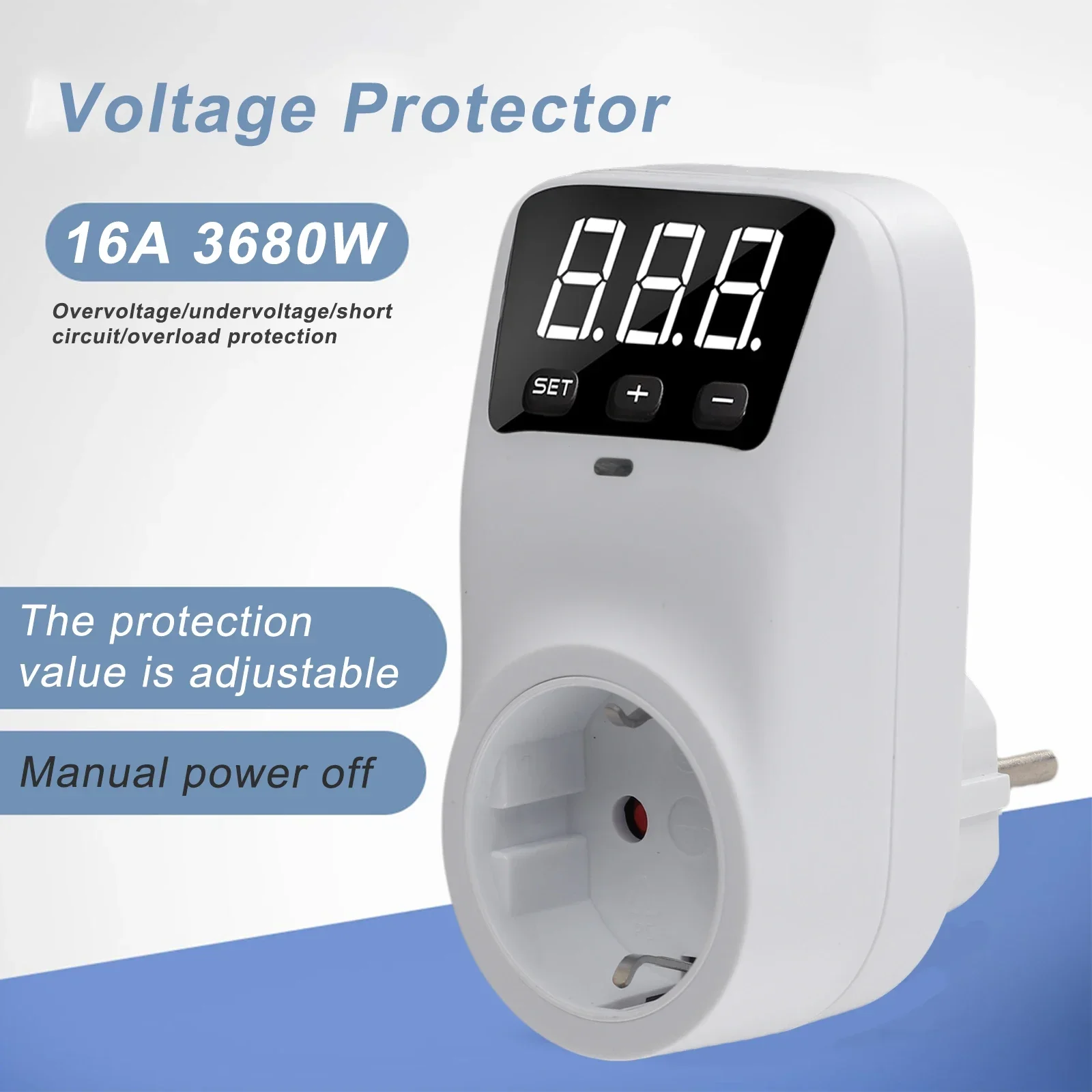 

Automatic Surge Protection Adjustable Voltage Protector Adjustable Voltage Range Delay Protection Easy Operation