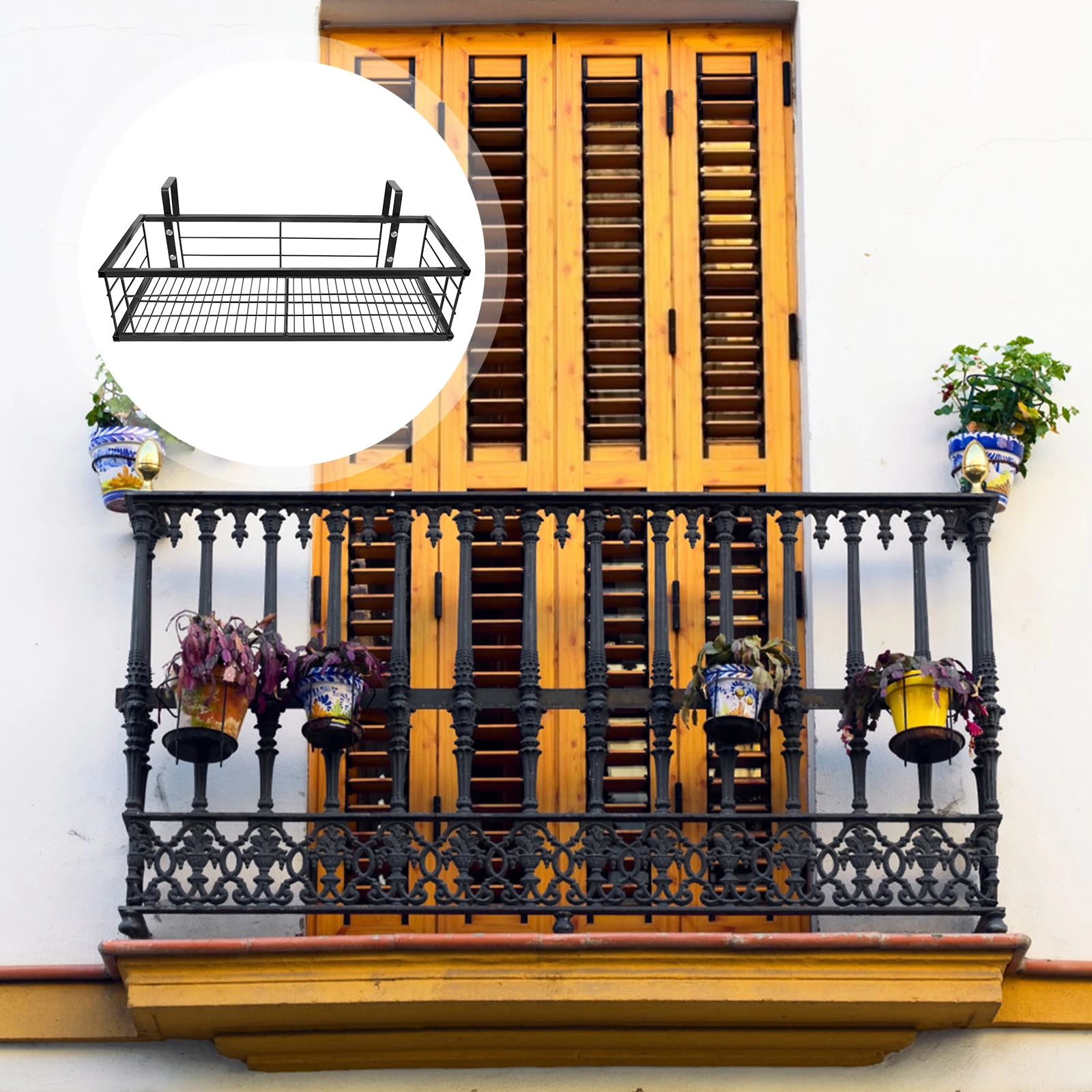 

1Pcs Sturdy Flowerpot Hanging Rack Heavy Duty Plant Basket for Yard Courtyard Orchid Display Railing Plant Holder Indoor Outdoor