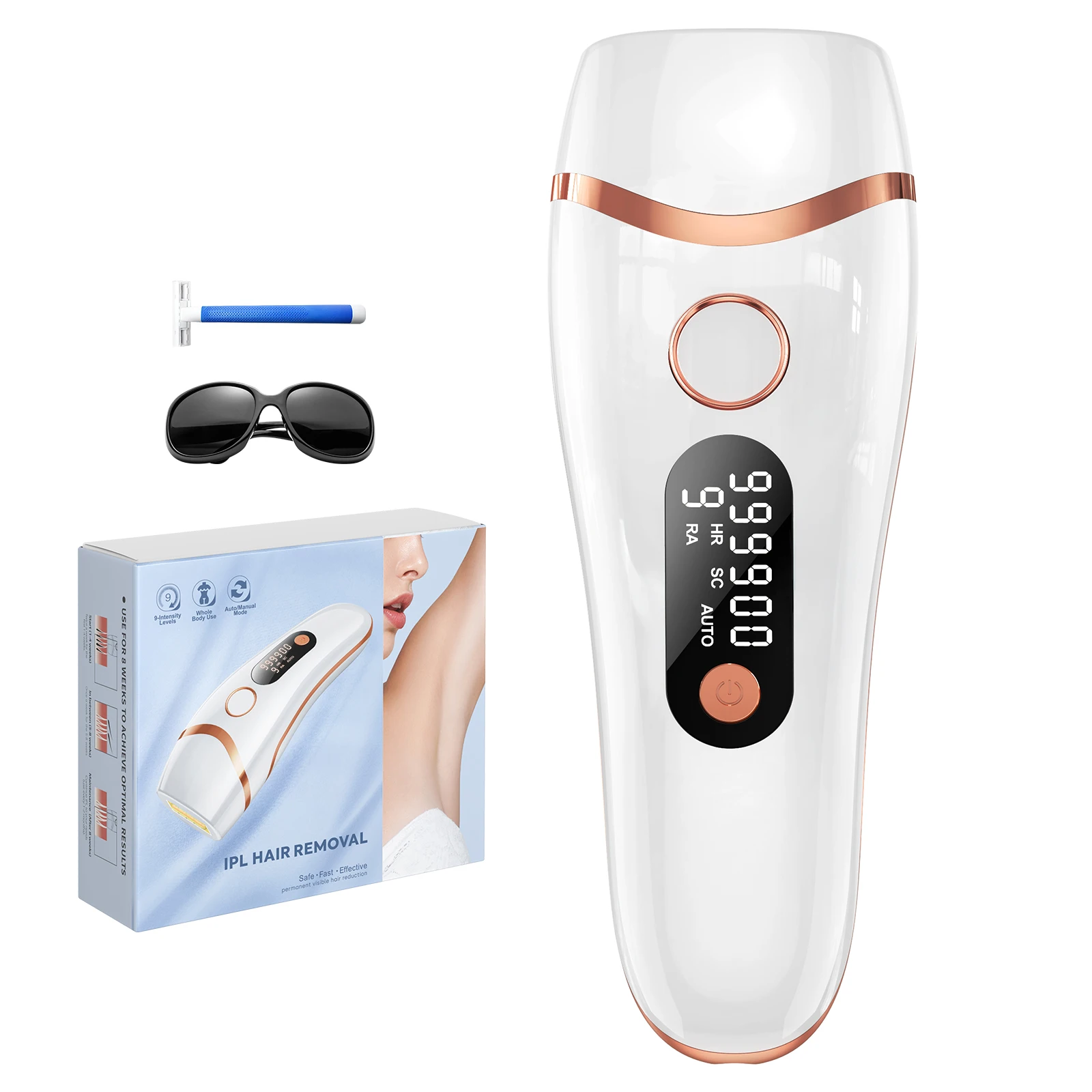 Laser-Haarentfernung IPL mit RA/SC-Pflegefunktion für Frauen und Männer, dauerhaft, unbegrenzte Anwendungen, schmerzfreier Epilierer, IPL-Haarentferner