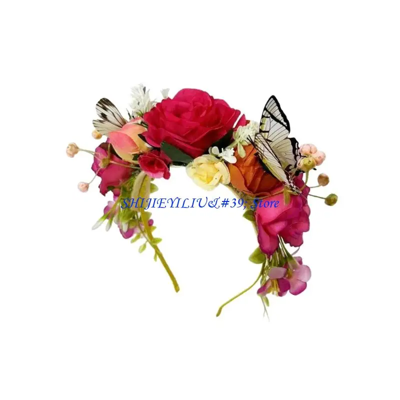 E21F Stylish Spring Charm Butterfly Hair Decoration Breathable Fabric Headwear Hair Band For Festivals And Vacations