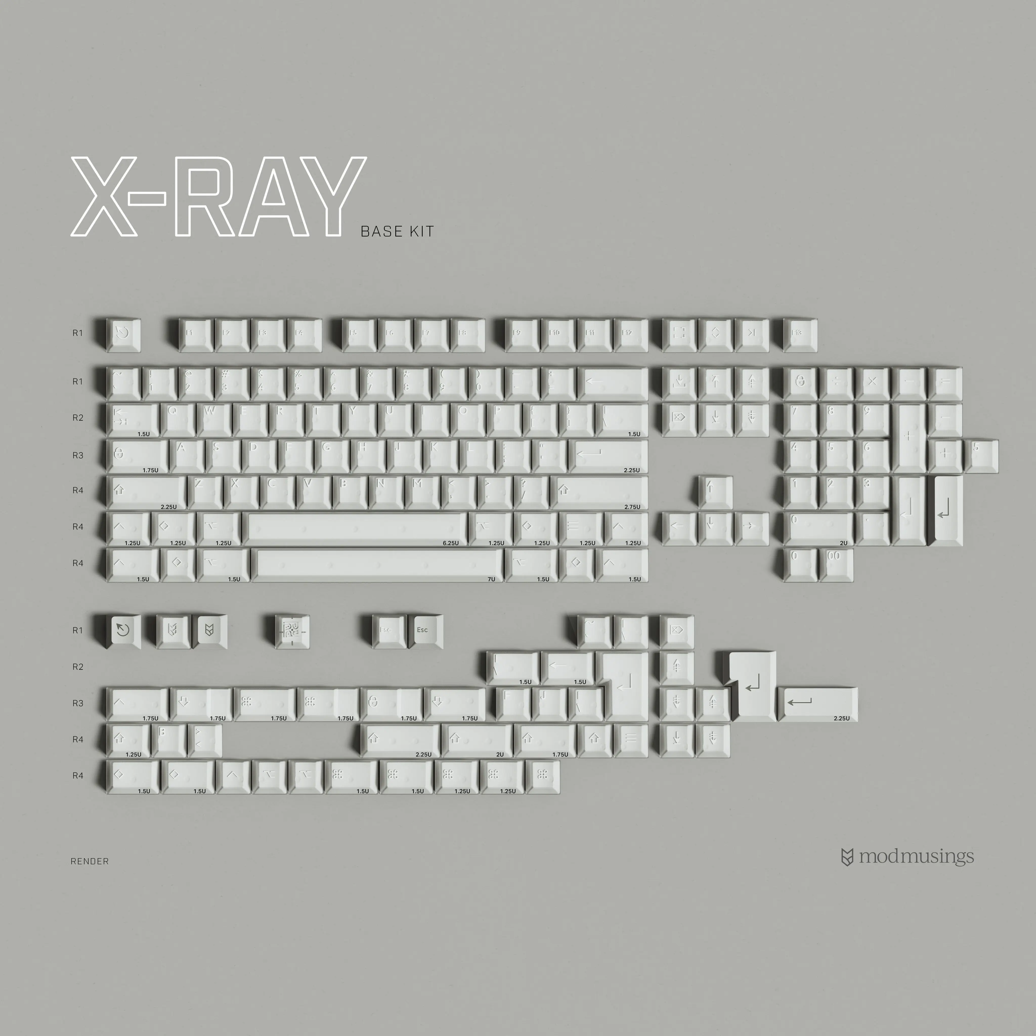 [Base kit] PBTfans X-ray ABS Doubleshot Cherry Profile MX-style Keycaps KBDfans