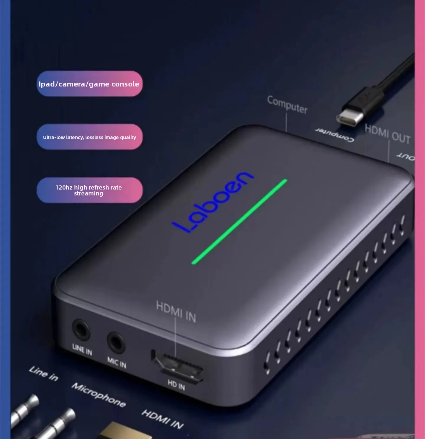 

Leiburn HDMI Video Capture Card 4K HD Recording Game 120fps High Frame Rate