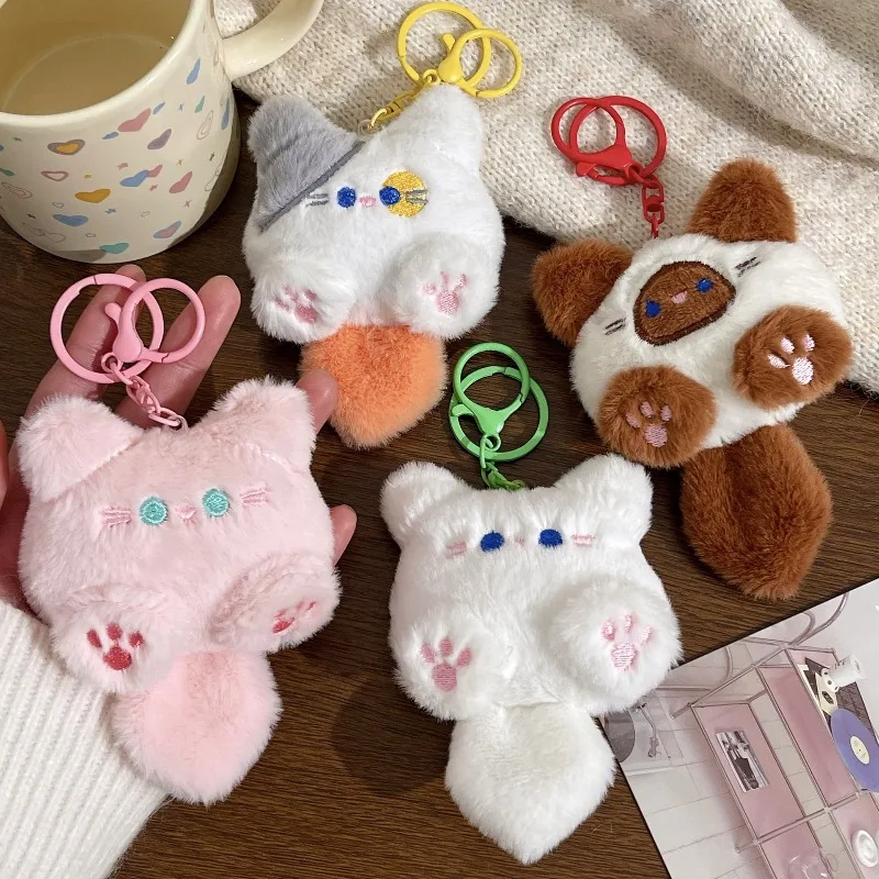 かわいいぬいぐるみ子猫人形ペンダント女の子用バックパック人形ペンダントカップルバッグキーホルダー装飾小さなギフトバッグチャーム人形キーホルダー