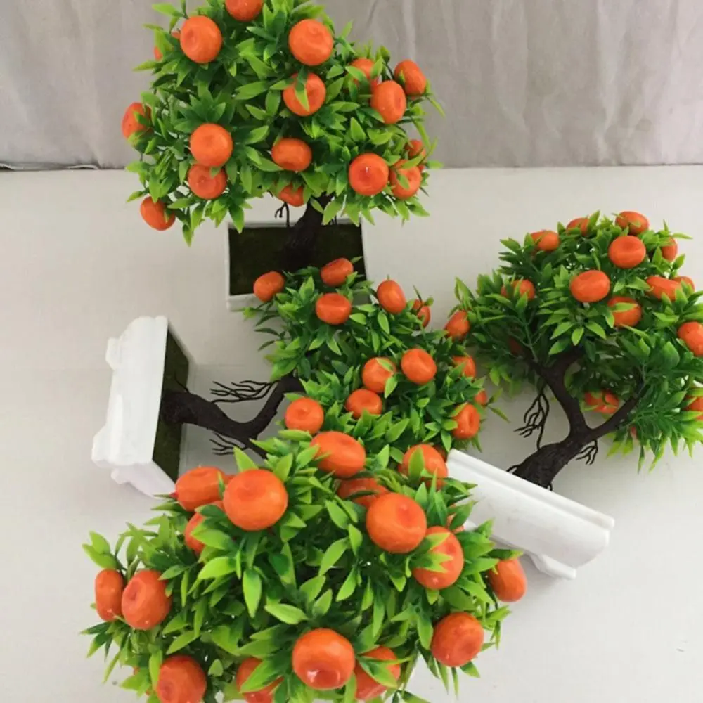 1 PCS Creative Artificial Orange Tree Durable Plastic Fruit Plant Potted Simple Handmade Simulation Tree Ornaments