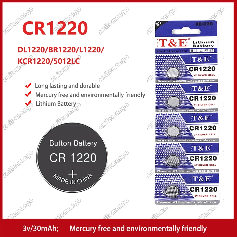 2PCS-50PCS 3V CR1220 Lithium Button Battery BR1220 LM1220 DL1220 CR 1220 L04 5012LC Coin Cell Watch Batteries for Toys Remote