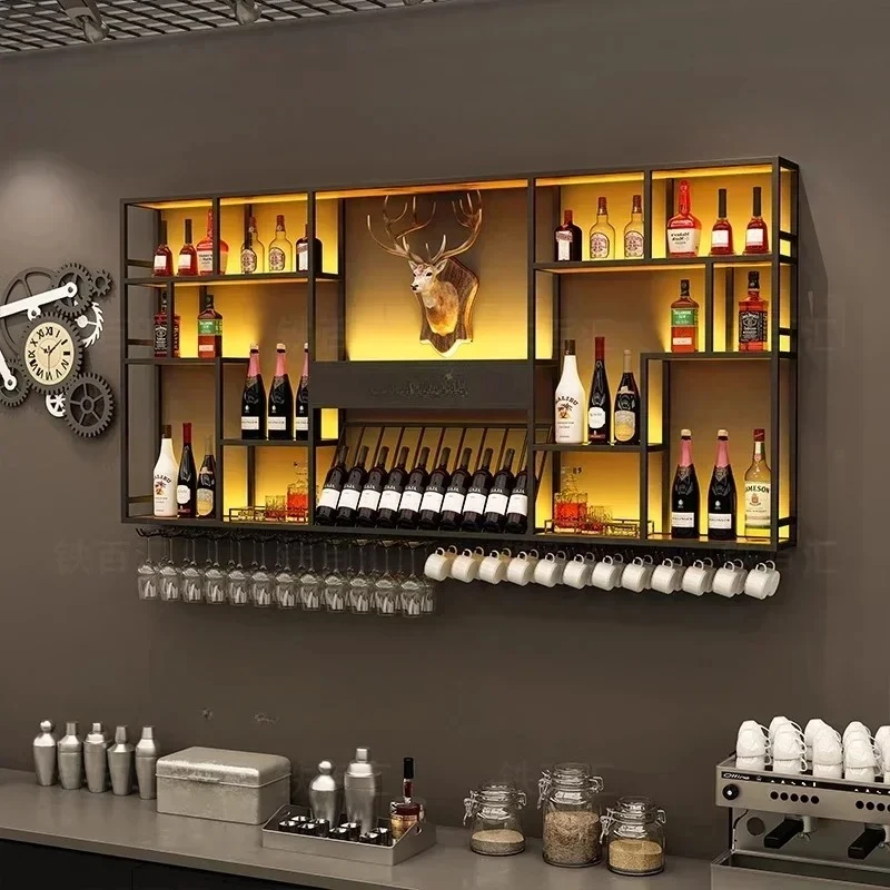 Bar Cabinet Wine Refrigerator Whiskey Showcase Nordic Hanging Drinks Wall Rack Metal Vitrinas Storage Shelves Bar Furniture
