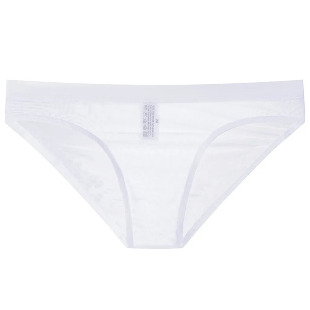 Men Ultra-thin Mesh See Through Briefs Sheer Perspective Panties Low Waist Underwear Breathable Soft Underpants Sexy Knickers