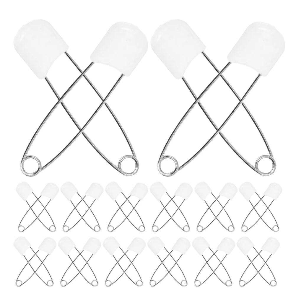 

Safety Pins for Fabric Diaper Clothes Oversized Large White Zinc Alloy Clothing