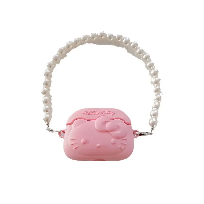 Hello Kitty Pink Handbag Case For Airpods Pro Case,Soft Silicone Cover With Pearl Keychain For Airpods 3 Case/Airpods 1/2 Case
