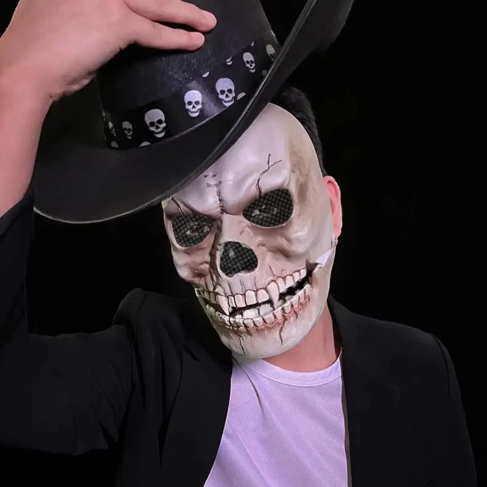 

Bloody Effect Moving Mouth Skull Mask Adjustable Realistic Halloween Skull Masks Spooky Full Face Halloween Cosplay Mask