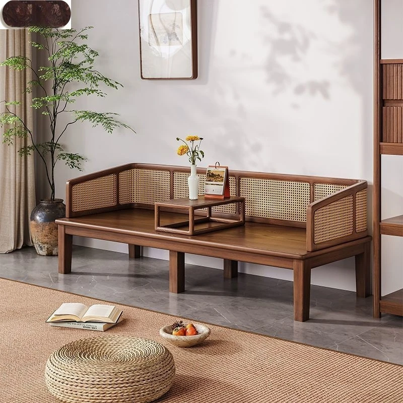 

New Chinese sofa living room small apartment rattan arhat collapse dual-purpose sofa bed Song Dynasty